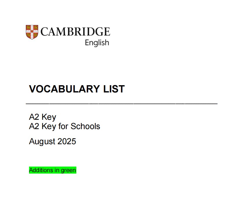 KET官方词汇表（2025更新）